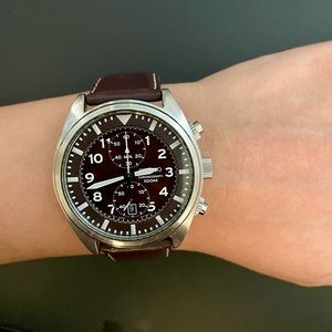 Seiko Brown Leather Chronograph Watch